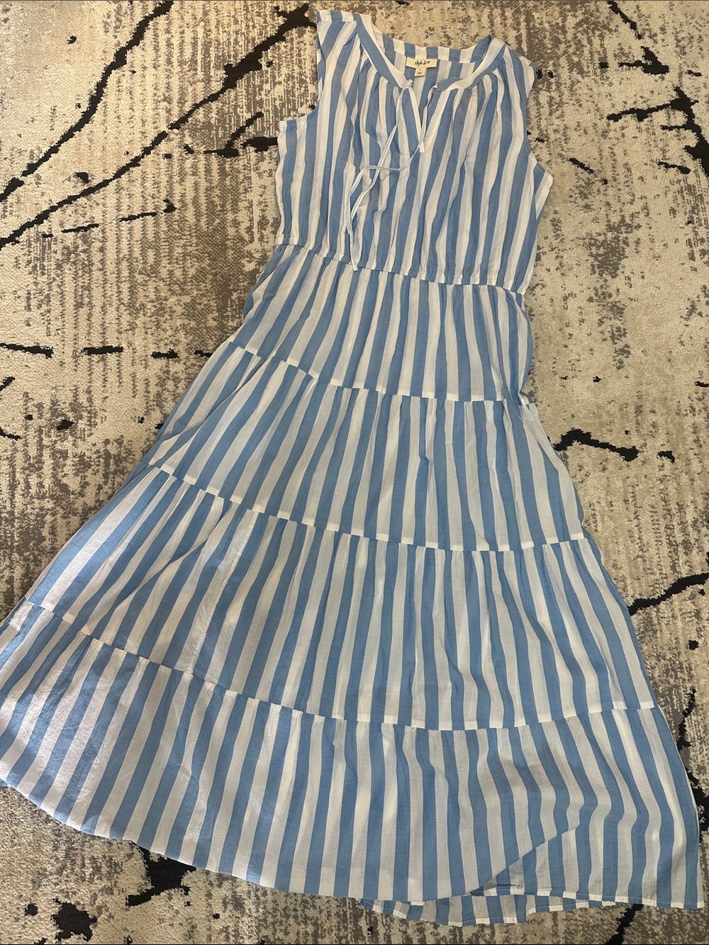 Style & Co. Blue and White Striped Maxi Dress lightweight cotton